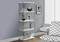 Étagère - 60"H, blanc lustré avec verre trempé - Monarch