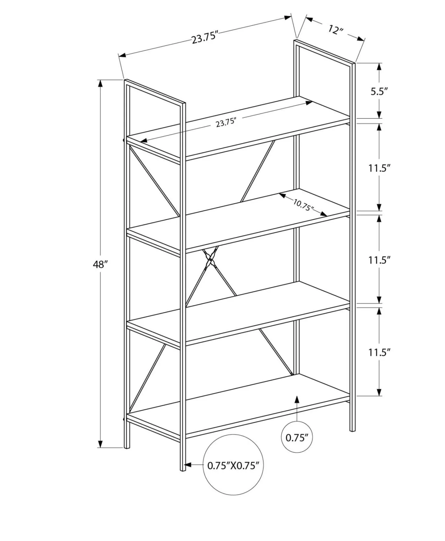 Étagère - 48"H, blanc, métal blanc - Monarch