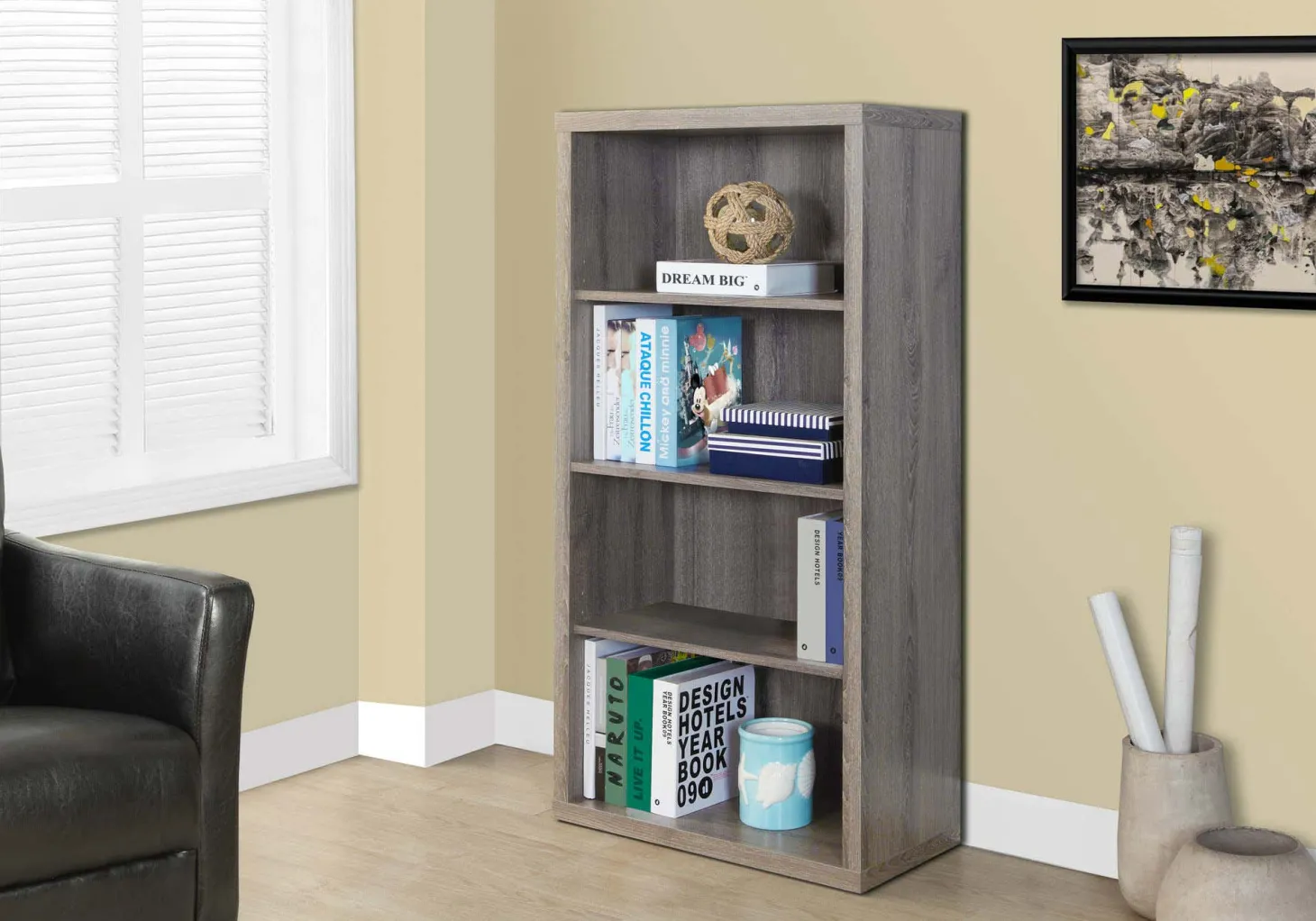 Étagère - 48"H, bois taupe avec tablette ajustable - Monarch