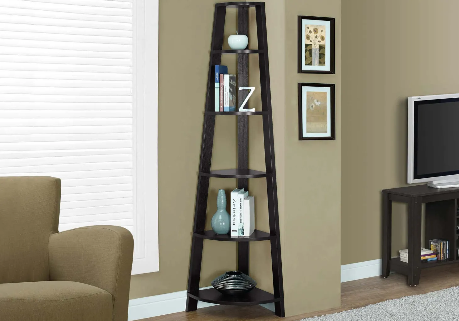 Étagère - 72"H, espresso en coin - Monarch