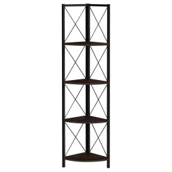 Étagère - 60"H, espresso, métal noir en coin - Monarch