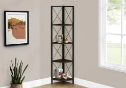 Étagère - 60"H, espresso, métal noir en coin - Monarch