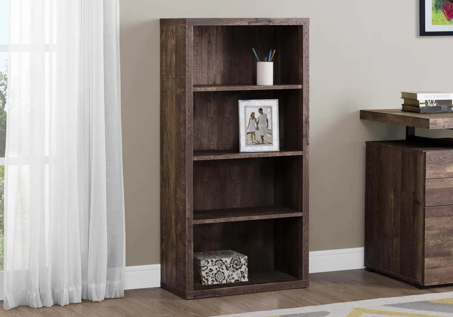 Étagère - 48"H, faux bois brun, tablettes ajustable - Monarch