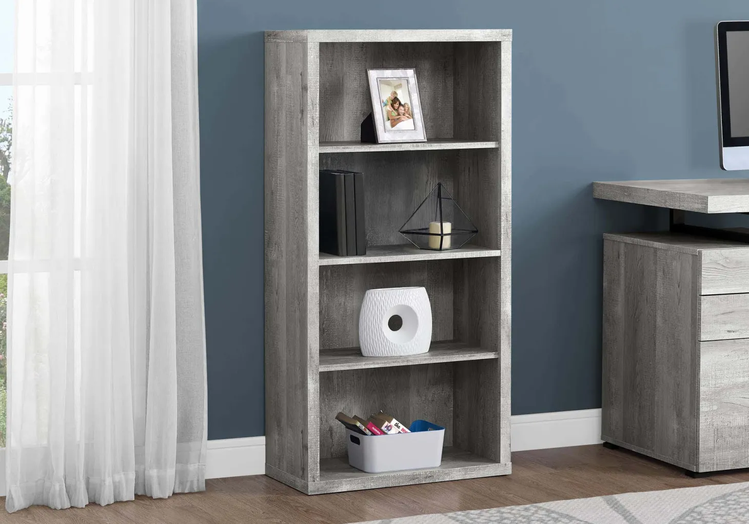 Étagère - 48"H, faux bois gris, tablettes ajustable - Monarch