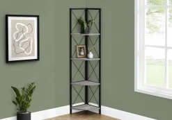 Étagère - 60"H, gris, métal noir en coin - Monarch