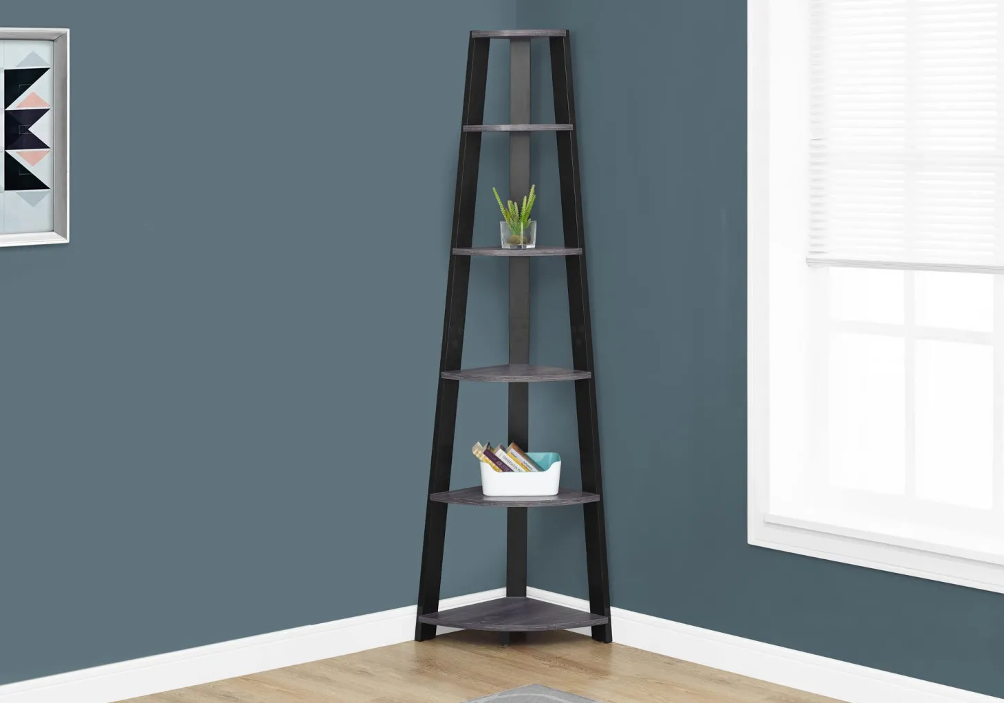 Étagère - 72"H, gris-noir en coin - Monarch