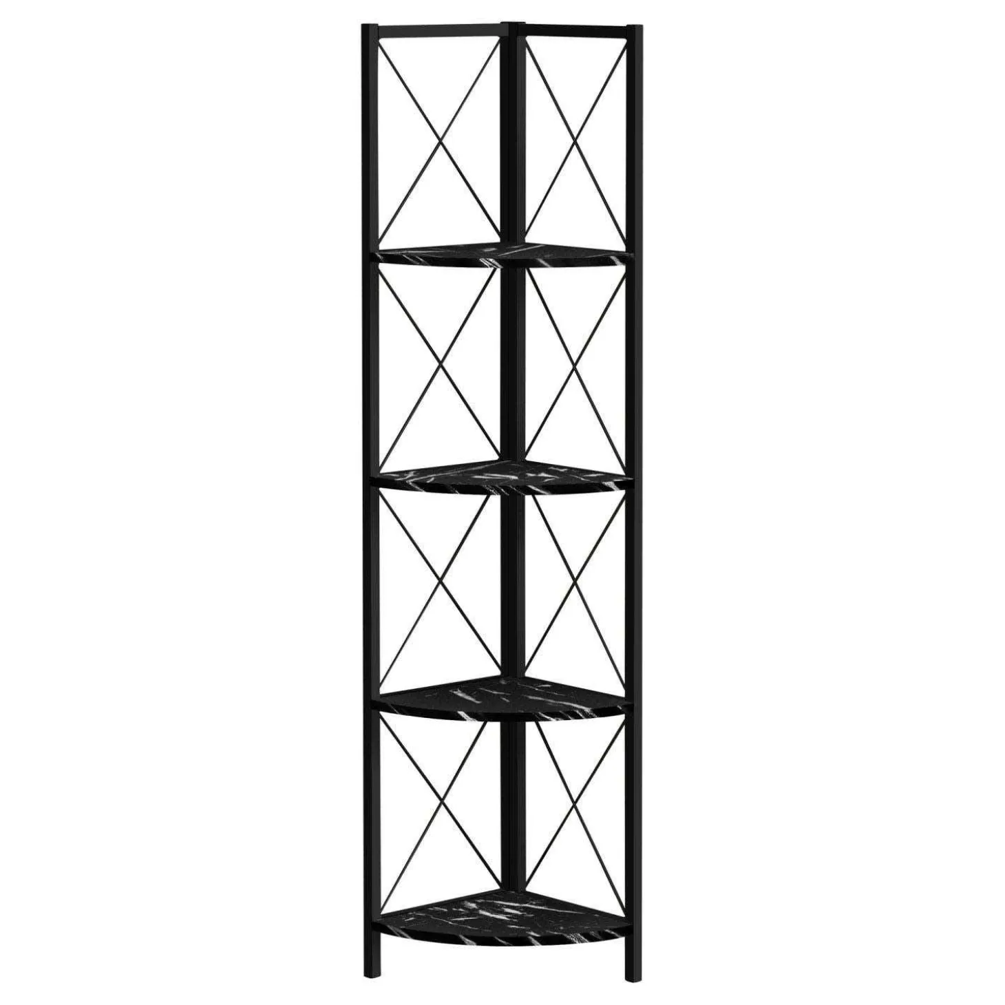 Étagère - 60"H, marbre noir, métal noir en coin - Monarch