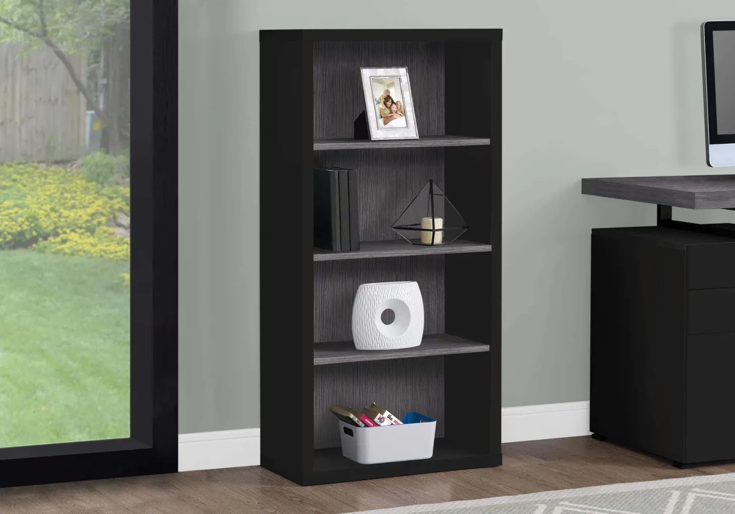 Étagère - 48"H, noir, gris avec tablettes ajustable - Monarch