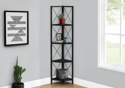 Étagère - 60"H, noir, métal noir en coin - Monarch