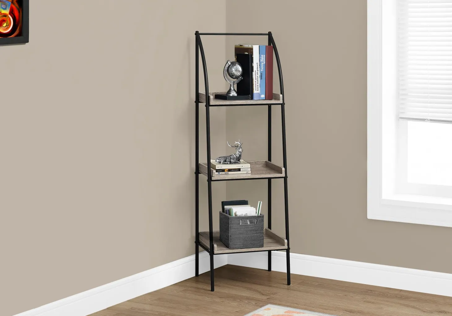 Étagère - 48"H, taupe foncé, métal noir - Monarch