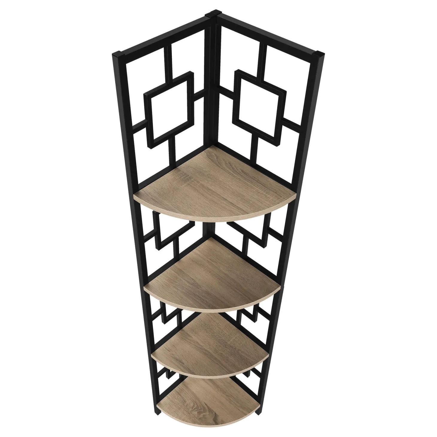Étagère - 62"H, taupe foncé, métal noir en coin - Monarch