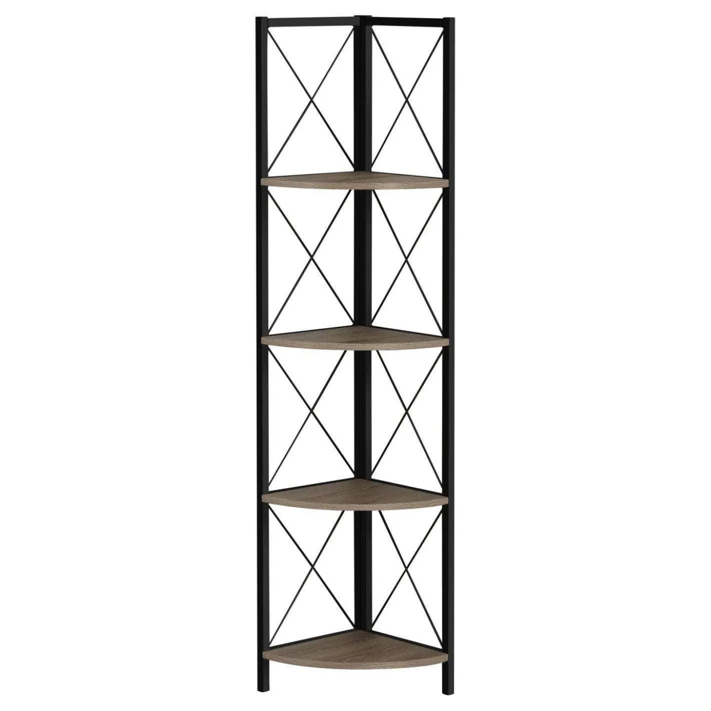 Étagère - 60"H, taupe foncé, métal noir en coin - Monarch