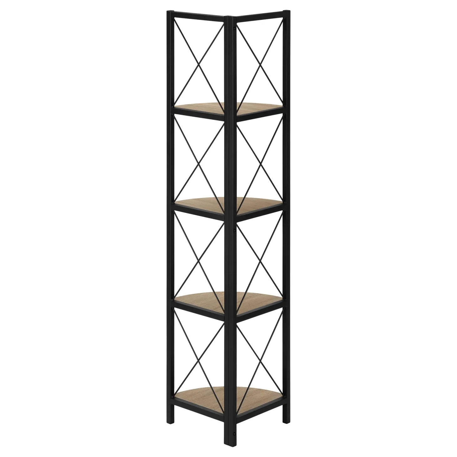 Étagère - 60"H, taupe foncé, métal noir en coin - Monarch