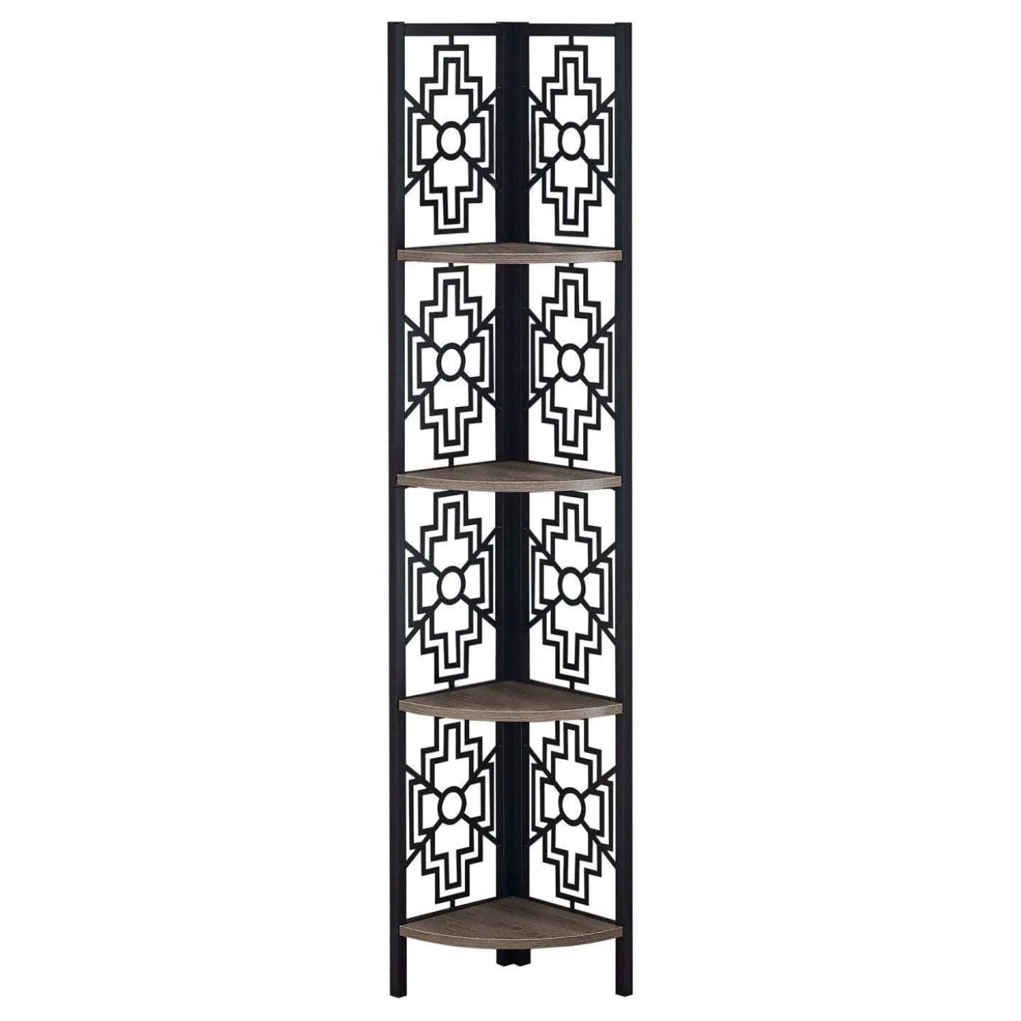 Étagère - 62"H, taupe foncé, métal noir en coin - Monarch