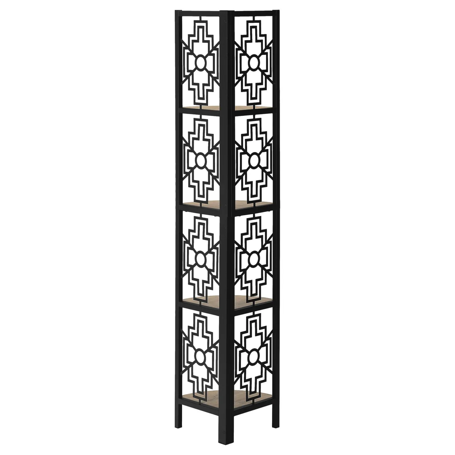 Étagère - 62"H, taupe foncé, métal noir en coin - Monarch