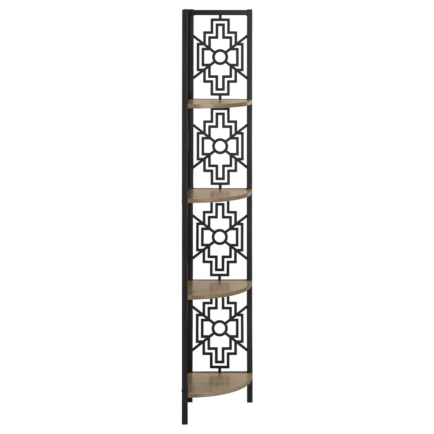 Étagère - 62"H, taupe foncé, métal noir en coin - Monarch