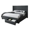 Très grand lit en tissu avec rangement 2 tiroirs et tête de lit (78")