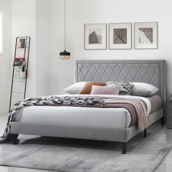 Très grand lit en tissu avec tête de lit (78")
