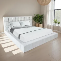 Très grand lit et tête de lit avec lumières de lecture et console (78
