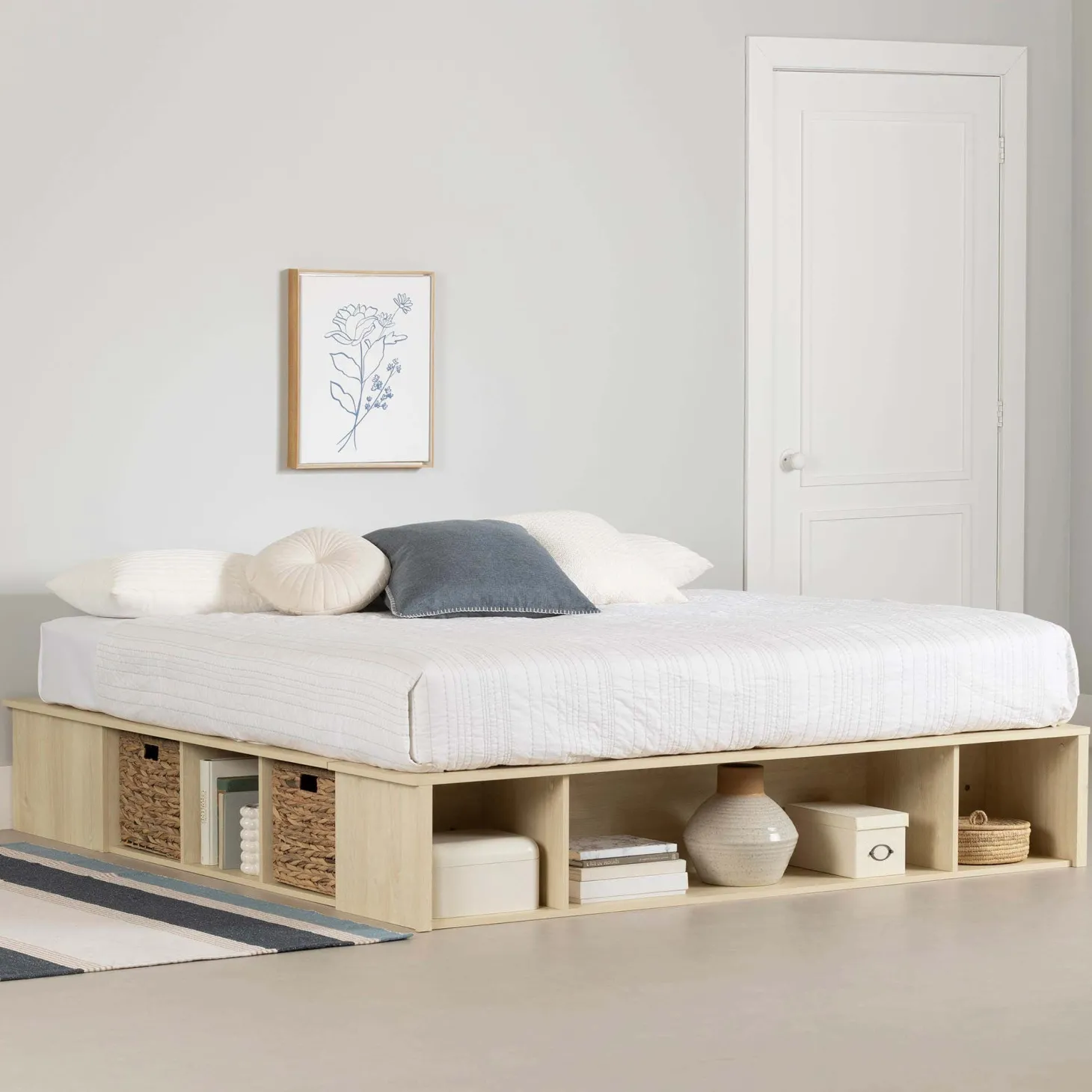 Très grand lit plateforme avec paniers de rangement (78") - South Shore