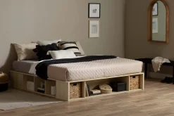Très grand lit plateforme avec paniers de rangement (78