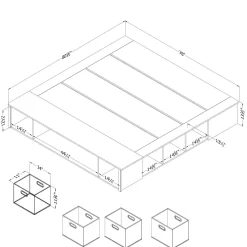 Très grand lit plateforme avec paniers de rangement (78