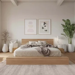 Très grand lit plateforme avec tête de lit - Nexera