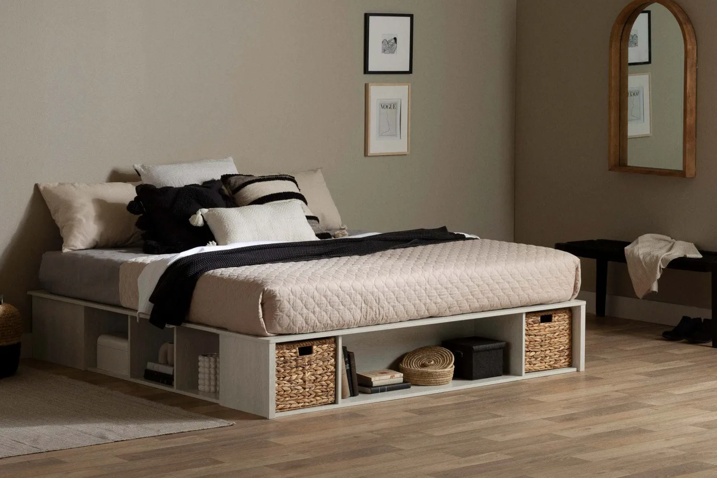 Très grand lit plateforme avec paniers de rangement (78") - South Shore