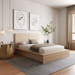 Très grand lit plateforme avec tête de lit (78
