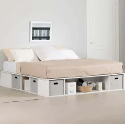 Très grand lit plateforme avec paniers de rangement (78") - South Shore