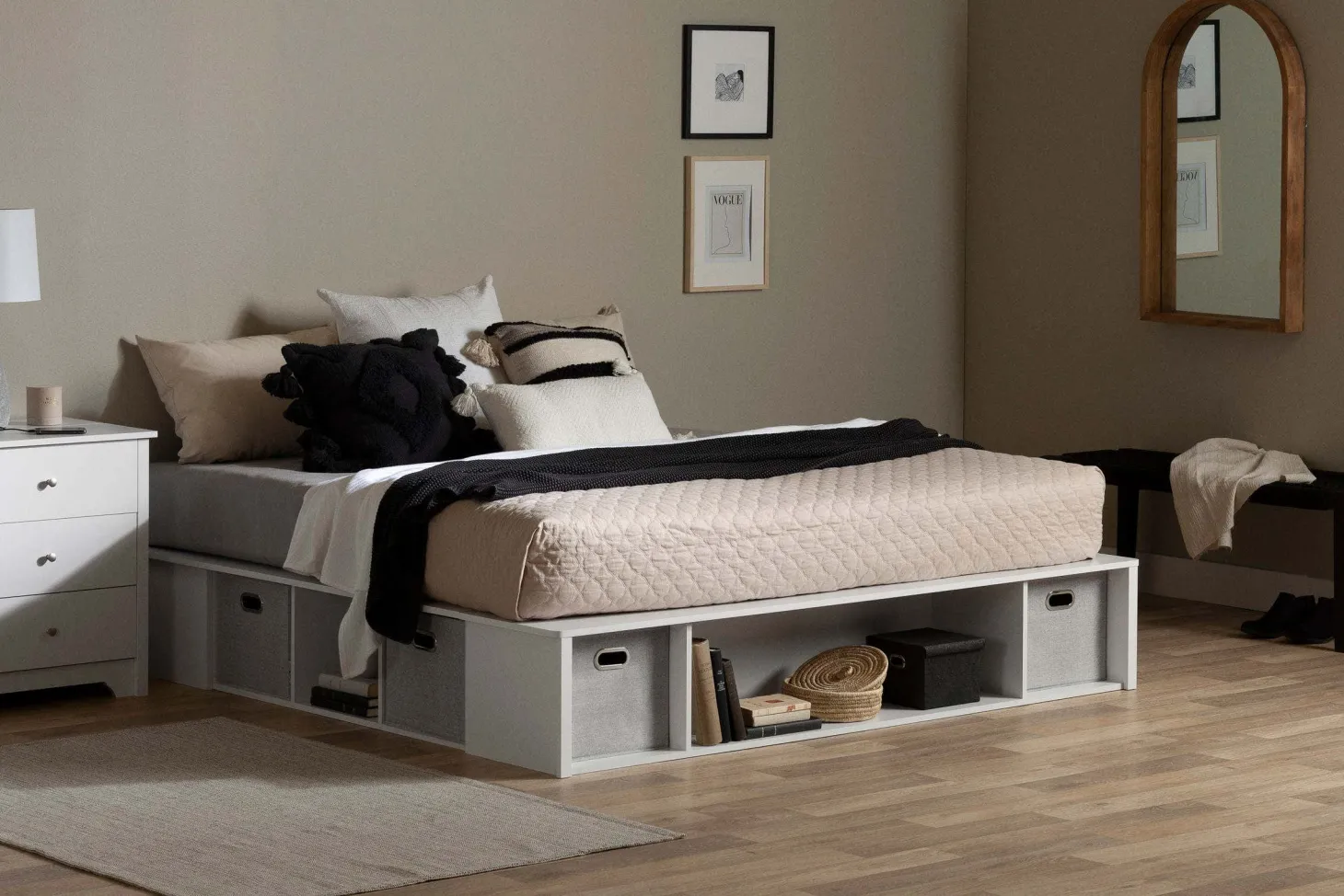 Très grand lit plateforme avec paniers de rangement (78") - South Shore