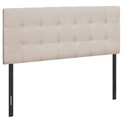 Tête de lit - double - bouton touffeté, panneau rembourré - faux lin beige - Monarch