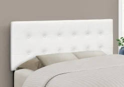 Tête de lit - double - bouton touffeté, panneau rembourré - similicuir blanc - Monarch