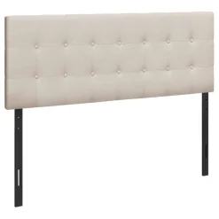 Tête de lit - grand - bouton touffeté, panneau rembourré - faux lin beige - Monarch