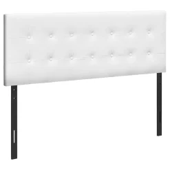 Tête de lit - grand - bouton touffeté, panneau rembourré - similicuir blanc - Monarch
