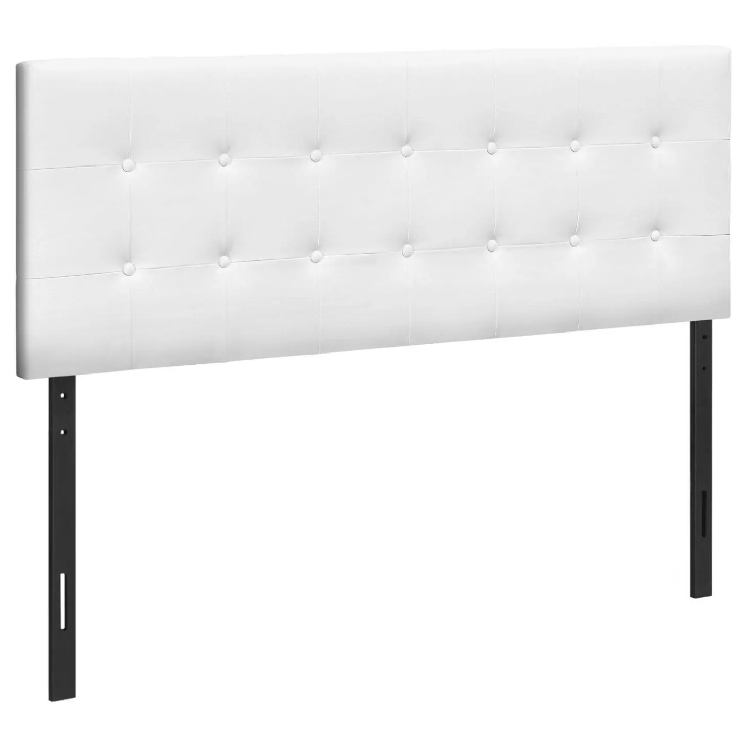 Tête de lit - grand - bouton touffeté, panneau rembourré - similicuir blanc - Monarch