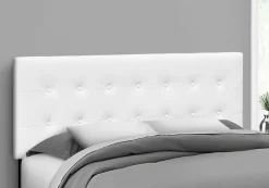 Tête de lit - grand - bouton touffeté, panneau rembourré - similicuir blanc - Monarch