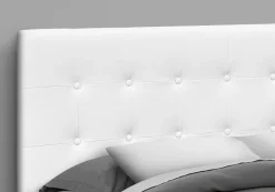 Tête de lit - grand - bouton touffeté, panneau rembourré - similicuir blanc - Monarch