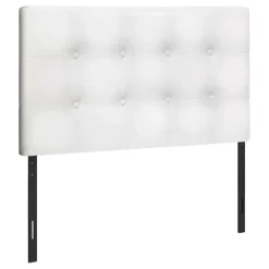 Tête de lit - simple - bouton touffeté, panneau rembourré - similicuir blanc - Monarch