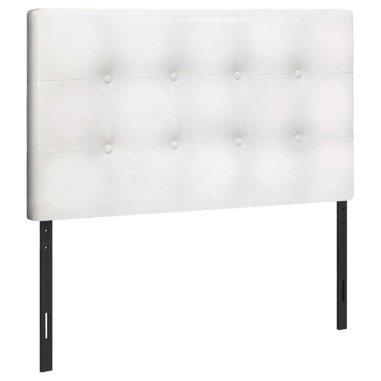 Tête de lit - simple - bouton touffeté, panneau rembourré - similicuir blanc - Monarch