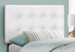 Tête de lit - simple - bouton touffeté, panneau rembourré - similicuir blanc - Monarch