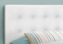 Tête de lit - simple - bouton touffeté, panneau rembourré - similicuir blanc - Monarch