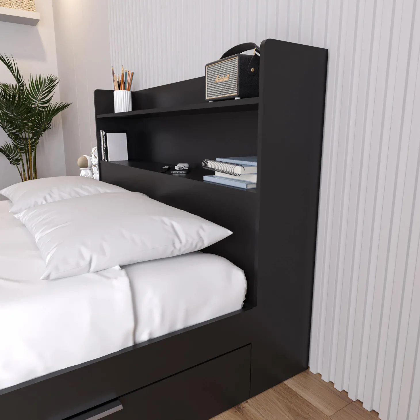 Tête de lit avec rangement, double - Nexera