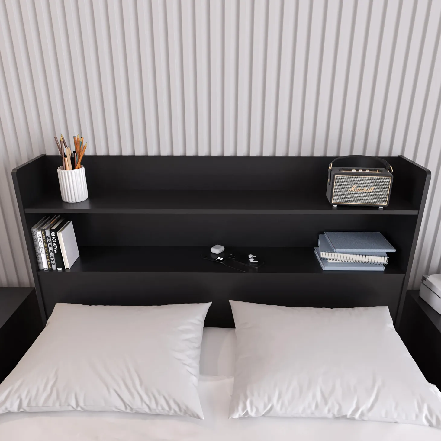 Tête de lit avec rangement, double - Nexera