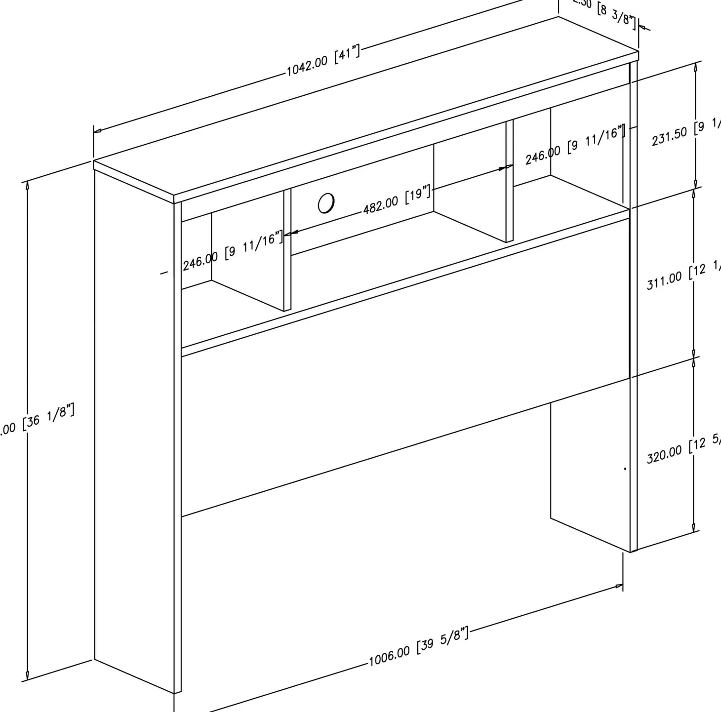 Tête de lit biblio simple 39" - South Shore