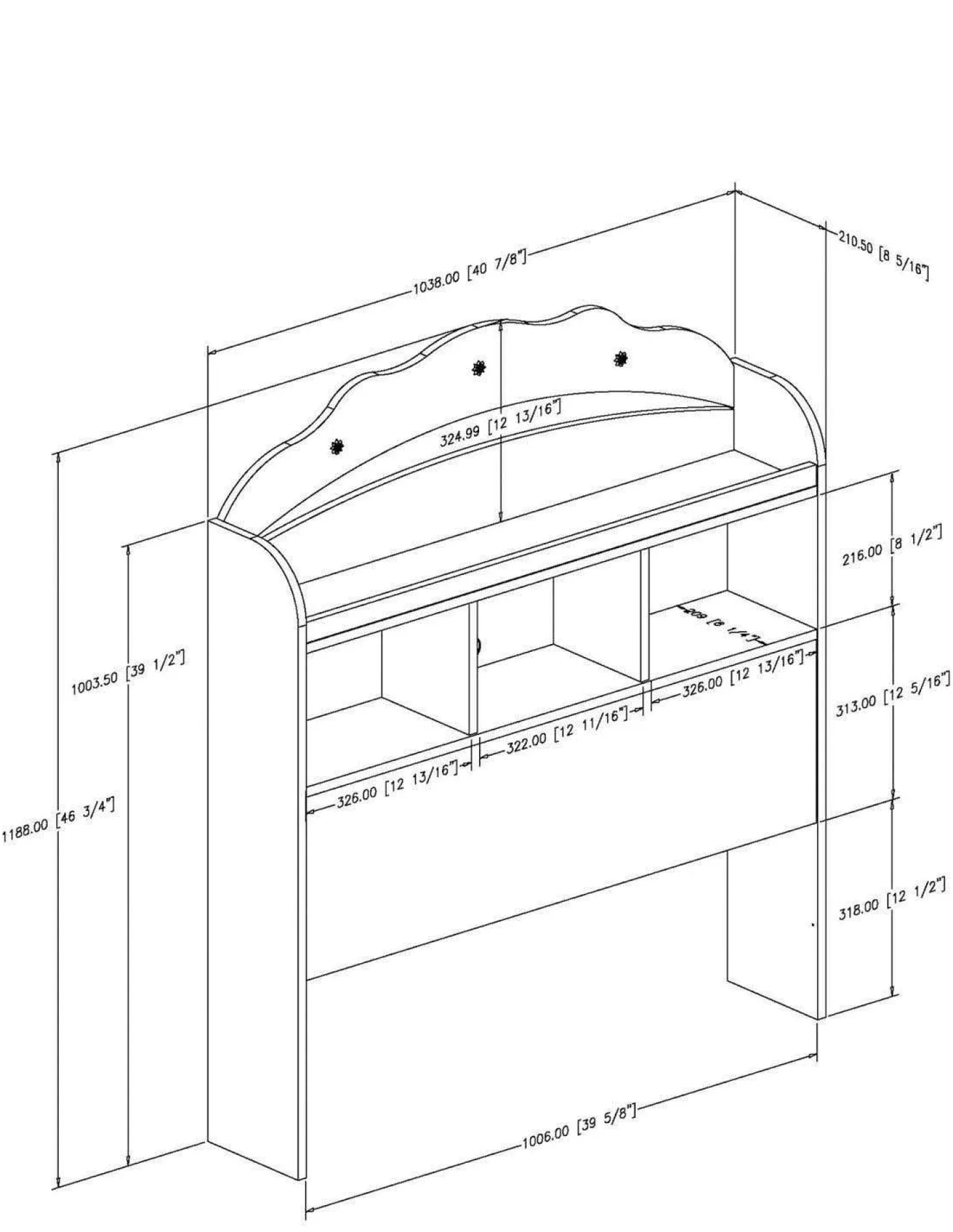 Tête de lit biblio simple 39" - South Shore
