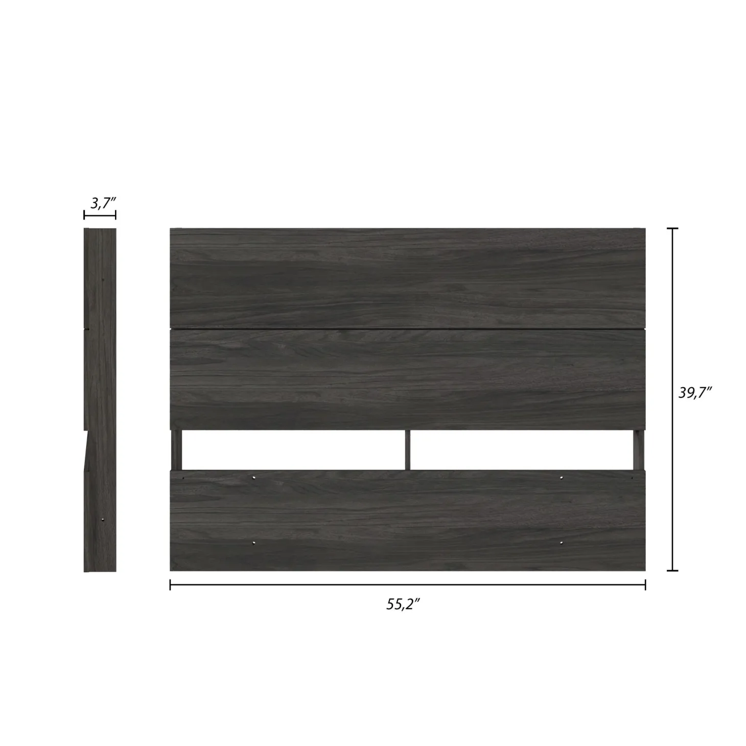 Tête de lit double effet de planches, gris écorce - Nexera