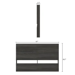 Tête de lit queen effet de planches, gris écorce - Nexera