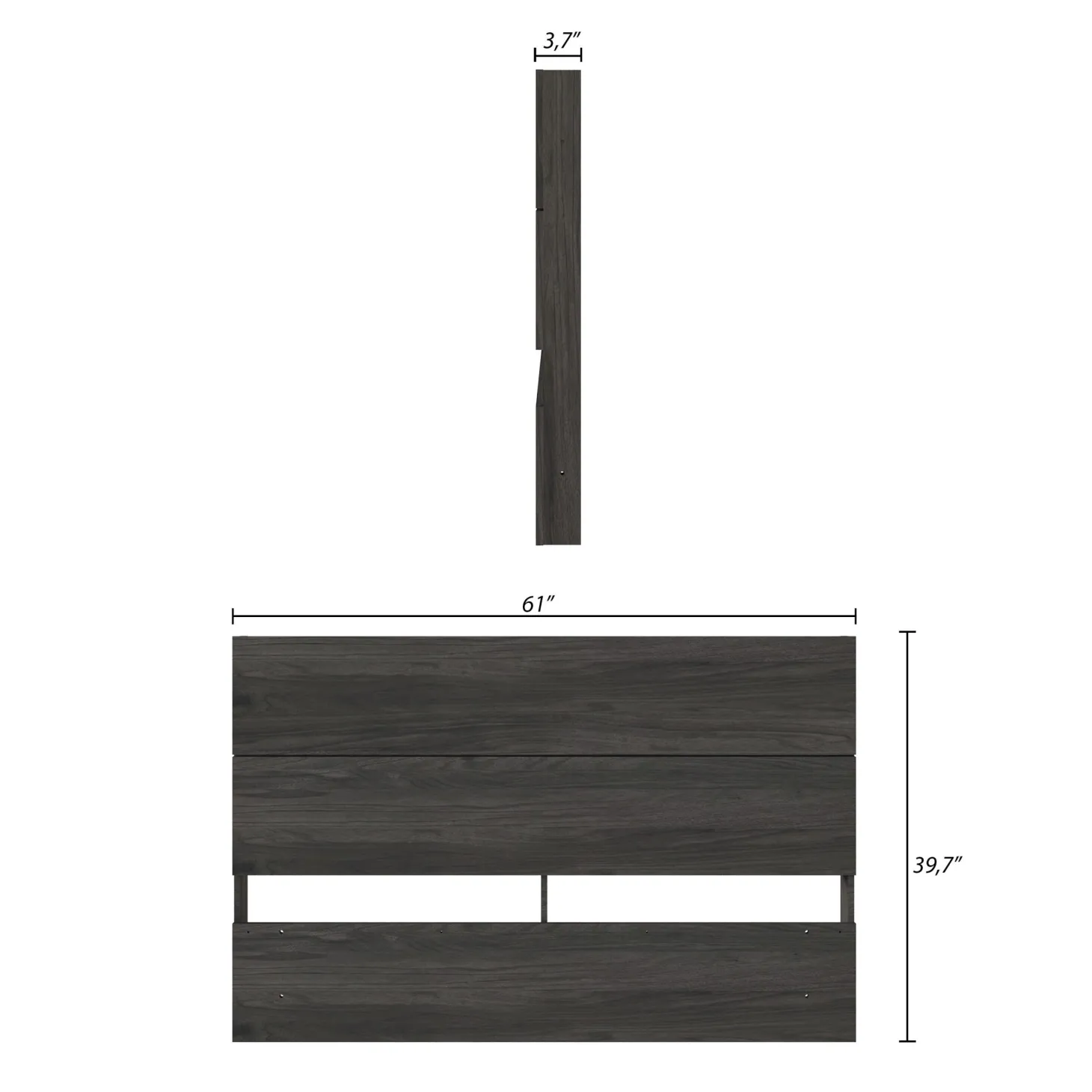 Tête de lit queen effet de planches, gris écorce - Nexera