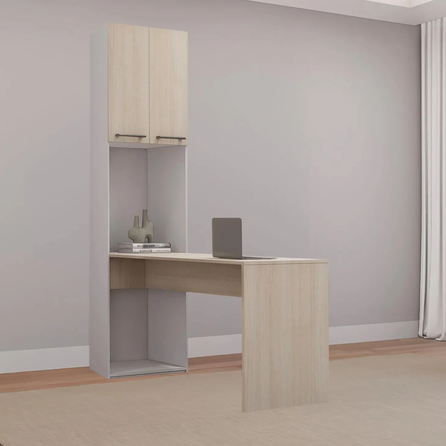 Unité de rangement avec bureau - gris